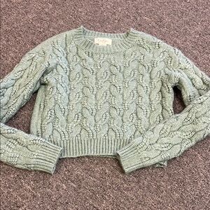 GAP Gray Crew Neck Cable Knit Sweater